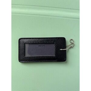Authentic‎ PRADA Black Saffiano Leather Luggage ID Tag Travel Bag Charm